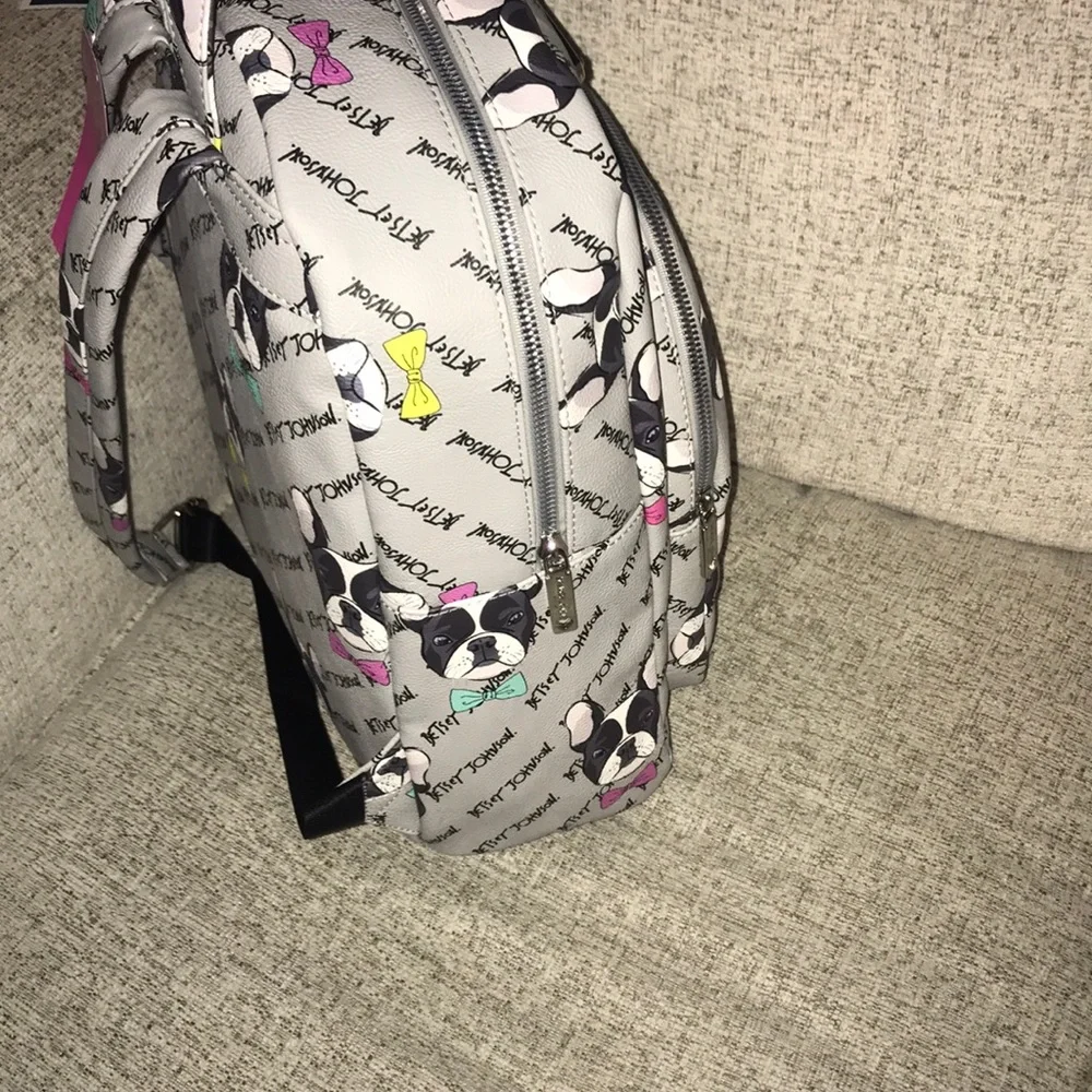 NWT Betsey Johnson Gray Boston Terrier backpack